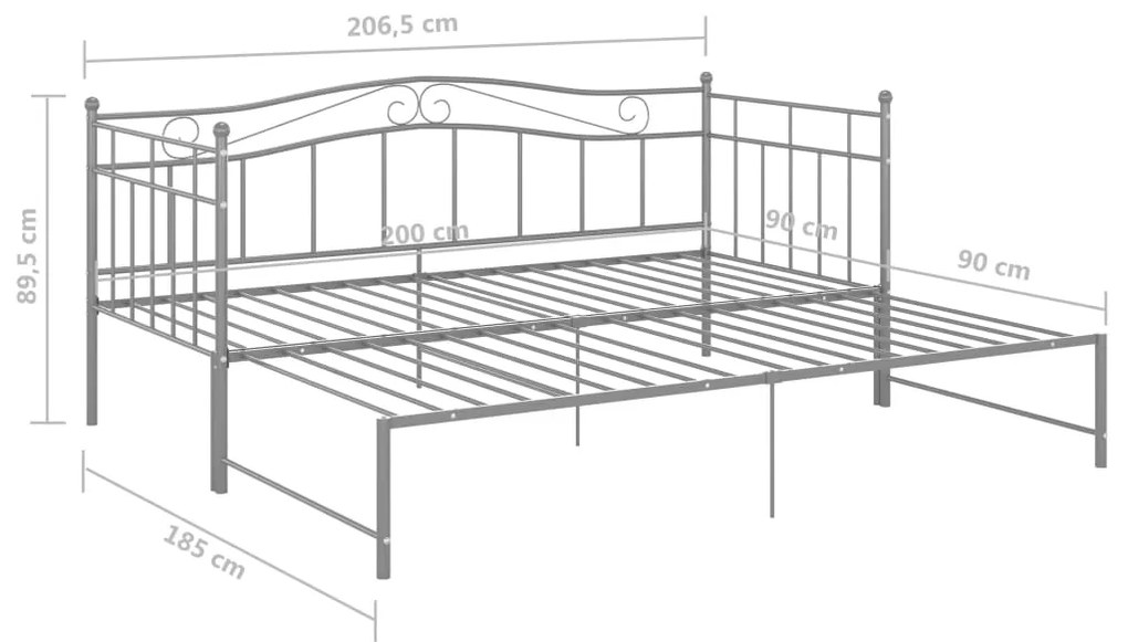 ΠΛΑΙΣΙΟ ΓΙΑ ΚΑΝΑΠΕ - ΚΡΕΒΑΤΙ ΓΚΡΙ 90 X 200 ΕΚ. ΜΕΤΑΛΛΙΚΟ 324784