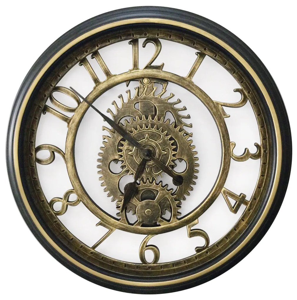 Ρολόι Τοίχου ArteLibre Χρυσό/Μαύρο Πλαστικό Φ50.8cm-14740019