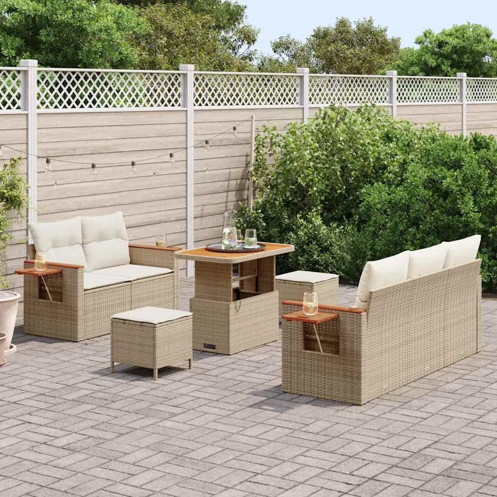 vidaXL Σετ Καναπέ Κήπου 8 pcs μπεζ και κρεμ 90 x 55 x 71 cm
