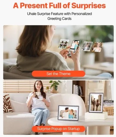 VEVOR 260 mm Digital Picture Frame 32GB Touchscreen 2-Pack Wi-Fi Photo Frames