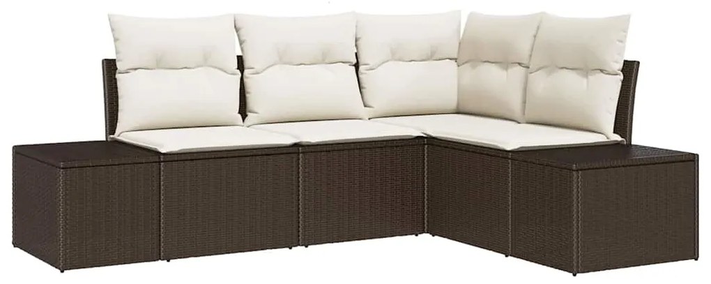 vidaXL Σετ Καναπέ Κήπου 4 pcs Καφέ Πολυ ράταν