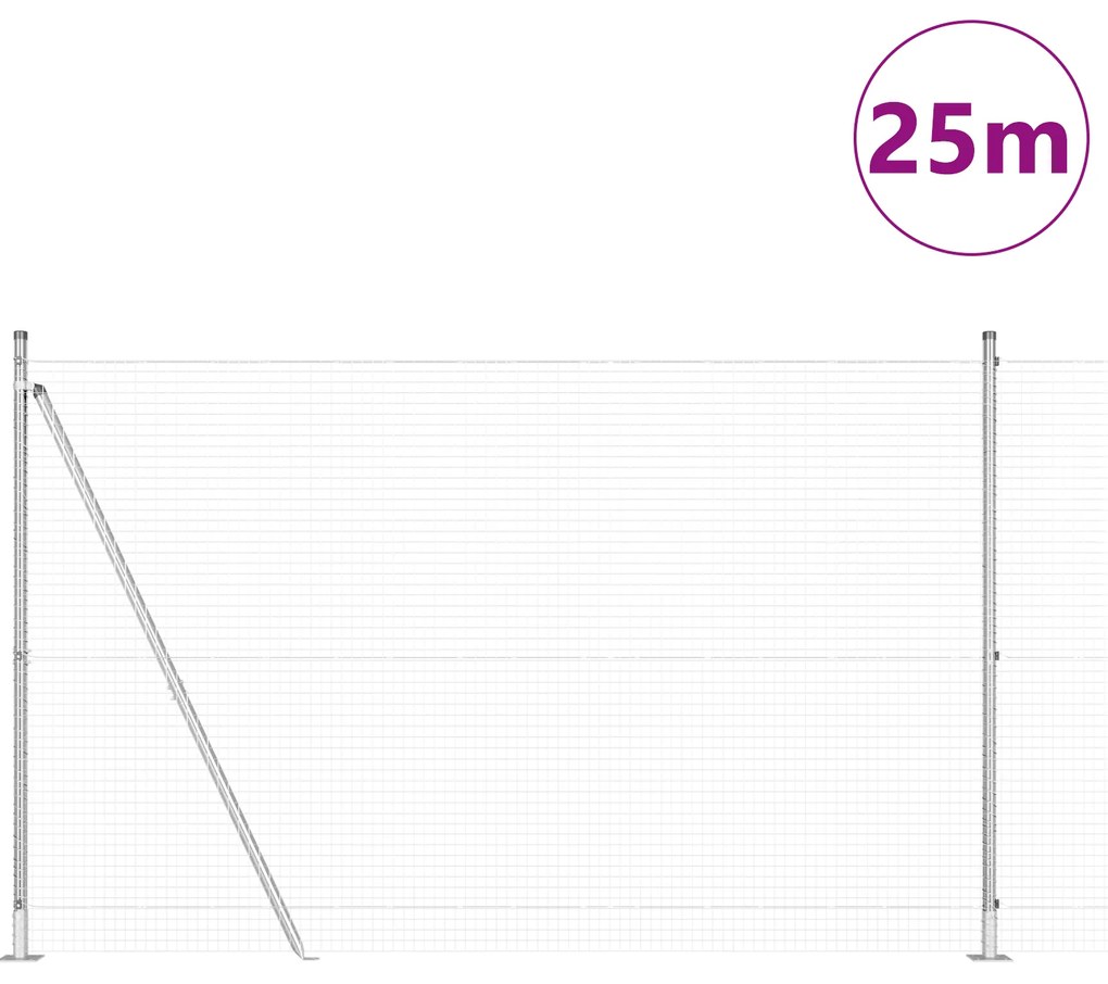 vidaXL Φράχτης με 13 Φλάντζες 1.6x25 μ Γαλβανισμένος Χάλυβας
