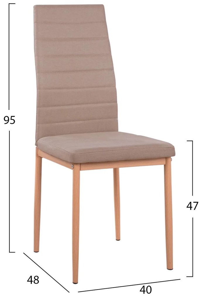 Σετ τραπεζαρίας MINIMAL C11767 5τμχ Λευκό MDF & Καρέκλες Μπέζ Ύφασμα 120x80x73 εκ.
