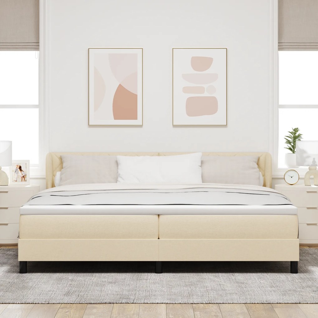 vidaXL Κρεβάτι box spring με στρώμα με στρώμα Κρεμ 200 x 200 cm ύφασμα