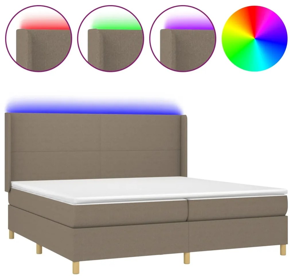 ΚΡΕΒΑΤΙ BOXSPRING ΜΕ ΣΤΡΩΜΑ &amp; LED TAUPE 200X200 ΕΚ. ΥΦΑΣΜΑΤΙΝΟ 3138745