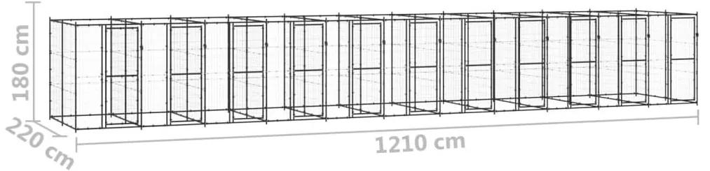 Κλουβί Σκύλου Εξωτερικού Χώρου 26,62 μ² από Ατσάλι - Μαύρο