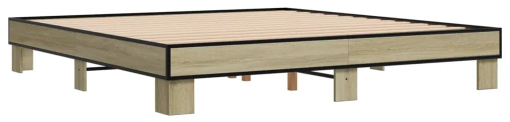 vidaXL Πλαίσιο Κρεβατιού Sonoma Δρυς 200x200 εκ. Επεξ. Ξύλο &amp; Μέταλλο