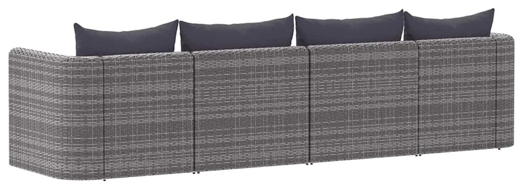 vidaXL Σαλόνι Κήπου 4 Τεμαχίων Γκρι από Συνθετικό Ρατάν με Μαξιλάρια