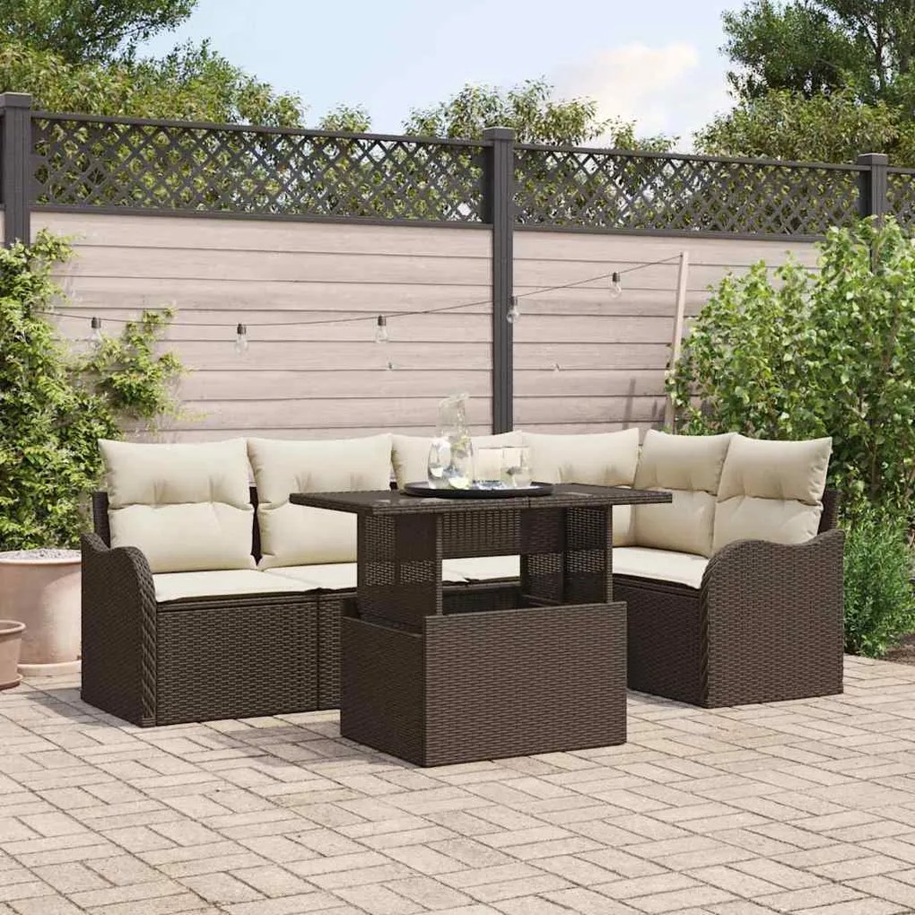 vidaXL Σετ Καναπέ Κήπου 6 pcs Καφέ 100 x 55 x 73 εκ Πολυ ράταν