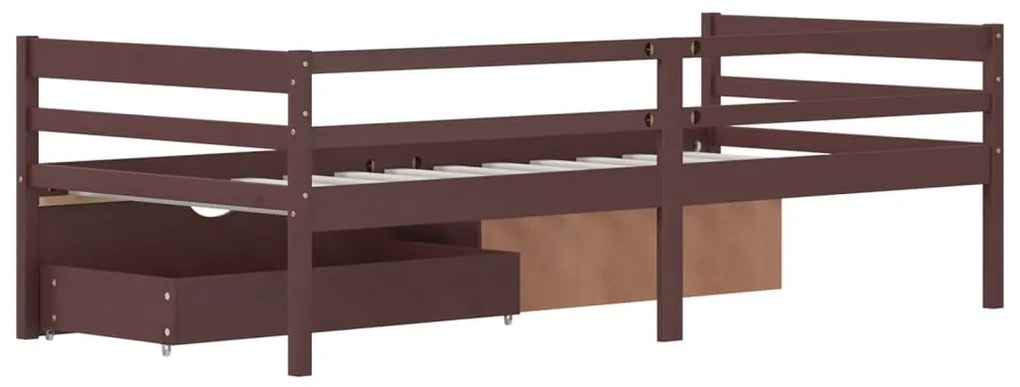 vidaXL Πλαίσιο Κρ. 2 Συρτάρια &amp; Ντουλάπι Σκ. Καφέ 90x200εκ Ξύλο Πεύκου