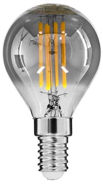 GloboStar 99063 Λάμπα E14 G45 Γλομπάκι LED FILAMENT 4W 400 lm 320° AC 85-265V Edison Retro με Φιμέ Γυαλί Θερμό Λευκό 2700 K Dimmable