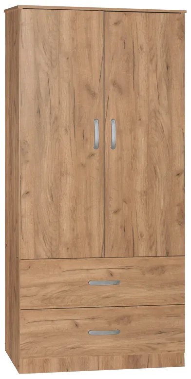 Intrahome Ντουλάπα ρούχων δίφυλλη Zelia Intrahome με 2 συρτάρια χρώμα oak 79x42x180εκ | SKU: INTRAPA-350111119