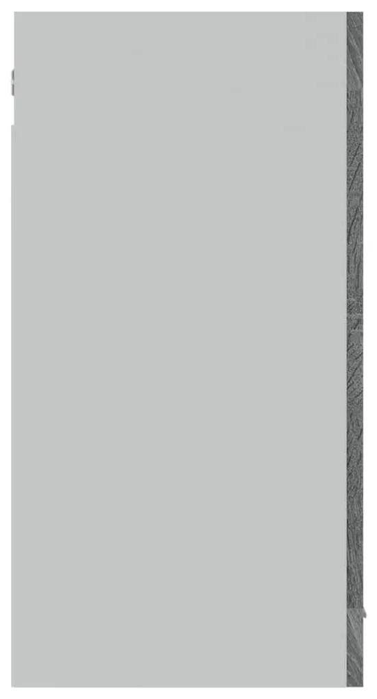 Κρεμαστό Ντουλάπι Γυάλινο Γκρι Sonoma 80x31x60 εκ. Επεξ. Ξύλο - Γκρι