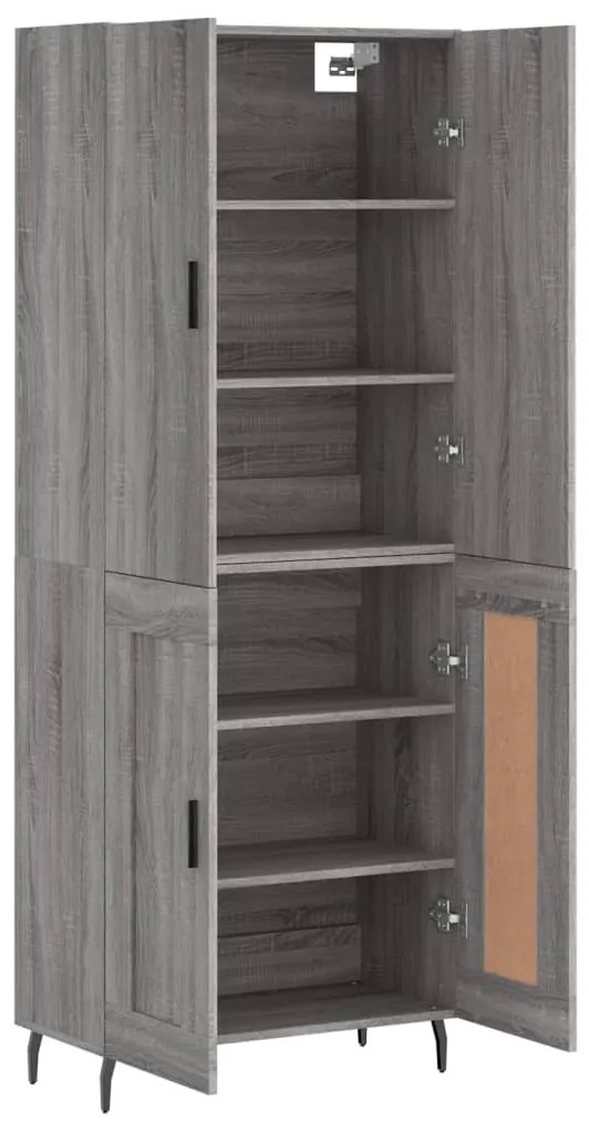 vidaXL Ντουλάπι Γκρι Sonoma 69,5 x 34 x 180 εκ. Επεξεργασμένο Ξύλο