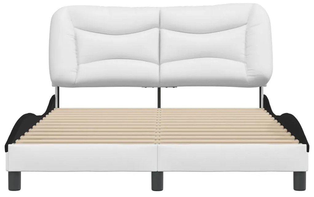 vidaXL Πλαίσιο κρεβατιού χωρίς Στρώμα Hvar Λευκό/Μαύρο 140x200εκ Συνθ. Δέρμα