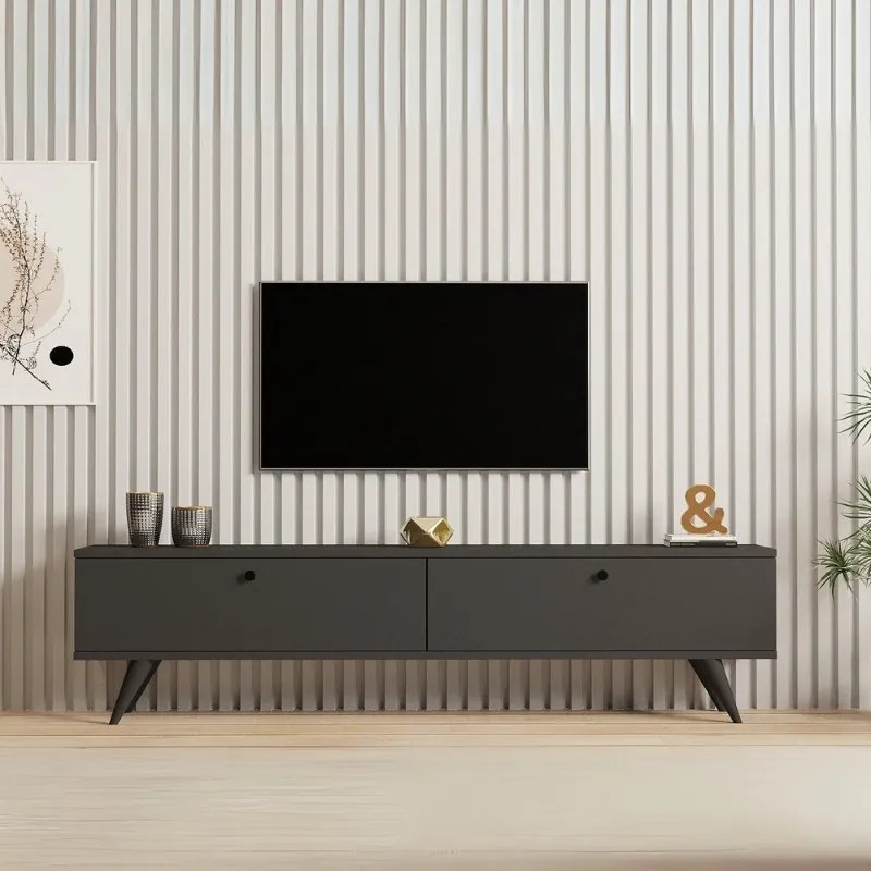 Έπιπλο τηλεόρασης Paris Megapap χρώμα ανθρακί 160x25x35εκ. - 0261147