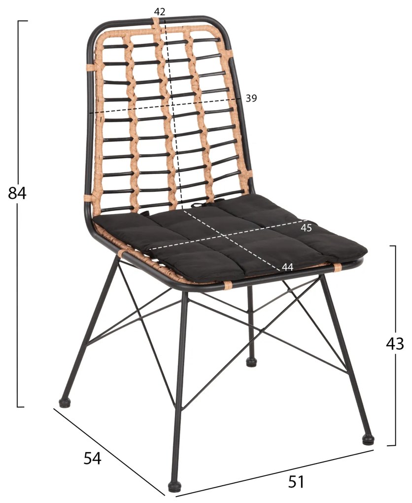 ΚΑΡΕΚΛΑ ΜΕΤΑΛΛΙΚΗ ALLEGRA HM5691.11 WICKER ΜΠΕΖ-ΜΑΥΡΟ 51x54x84Υεκ. - 0610479 - HM5691.11