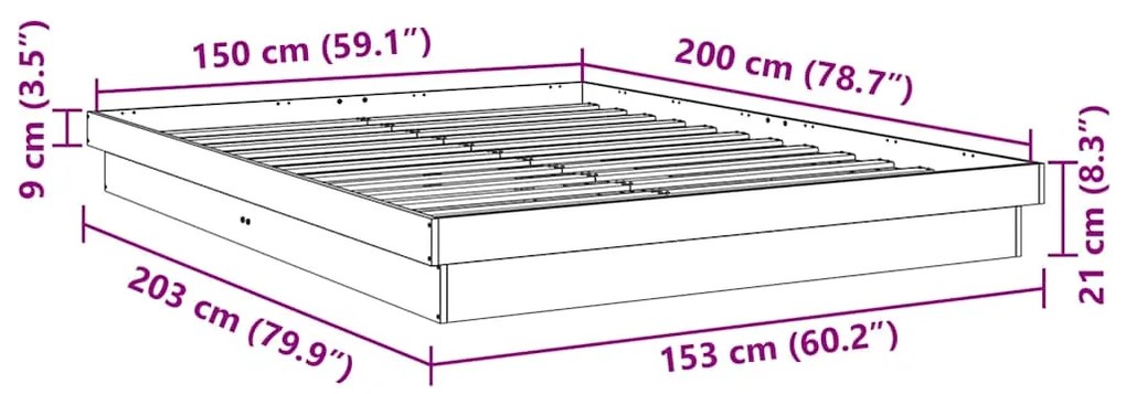 ΠΛΑΙΣΙΟ ΚΡΕΒΑΤΙΟΥ ΧΩΡΙΣ ΣΤΡΩΜΑ 150X200 CM ΜΑΣΙΦ ΞΥΛΟ ΔΡΥΣ 3315732