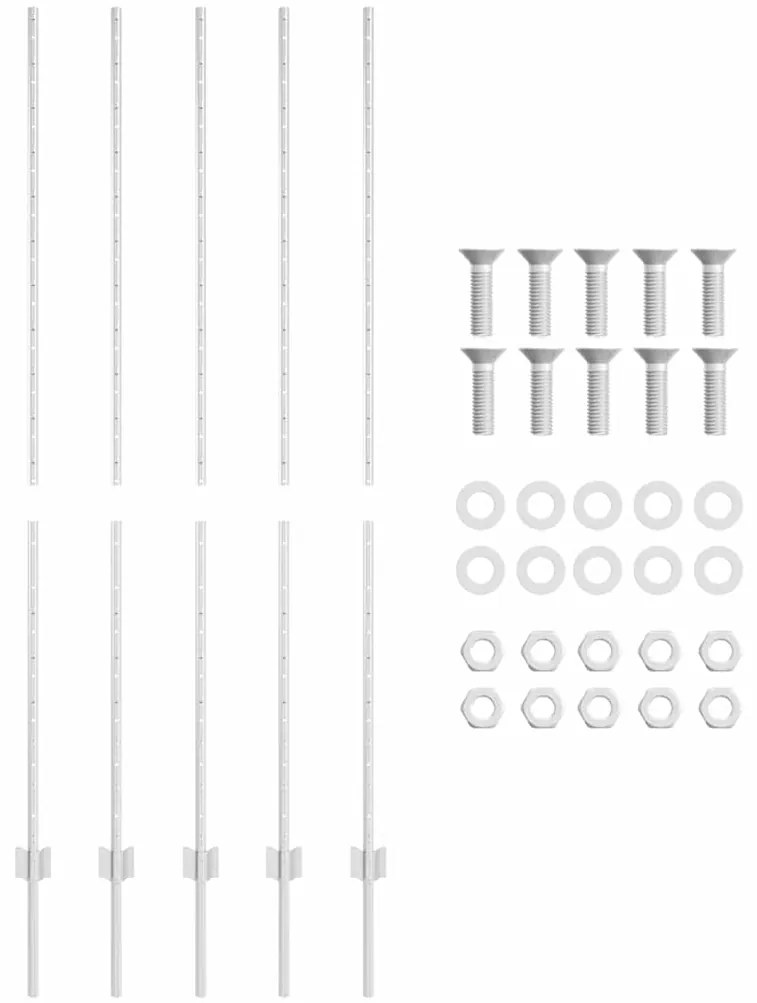 vidaXL Κολώνες Φράχτη 10 pcs Ασημί 160 cm Γαλβανισμένος χάλυβας