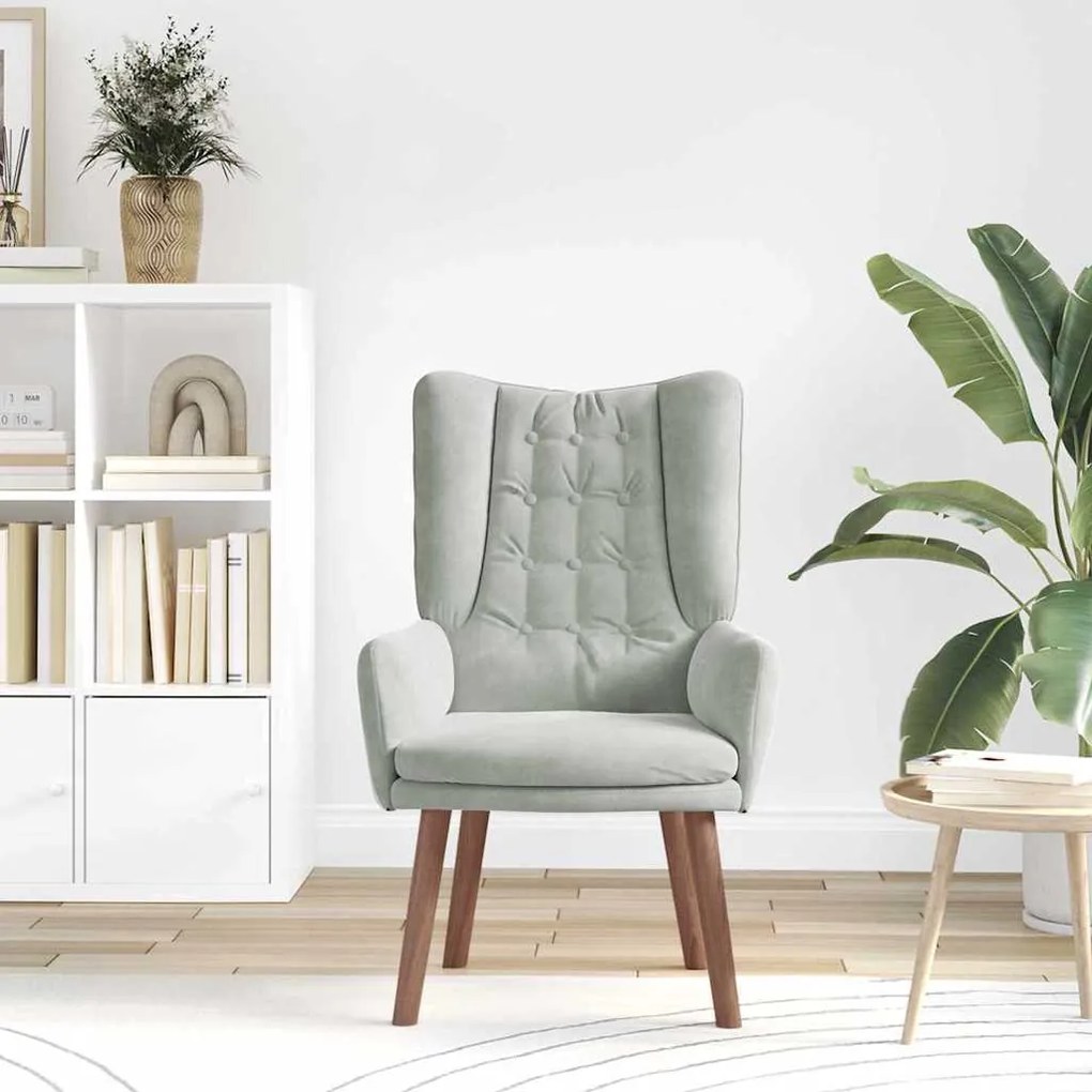 vidaXL Χαλαρωτική Πολυθρόνα Ανοιχτό γκρι 63 x 67 x 94 εκ. Βελούδο