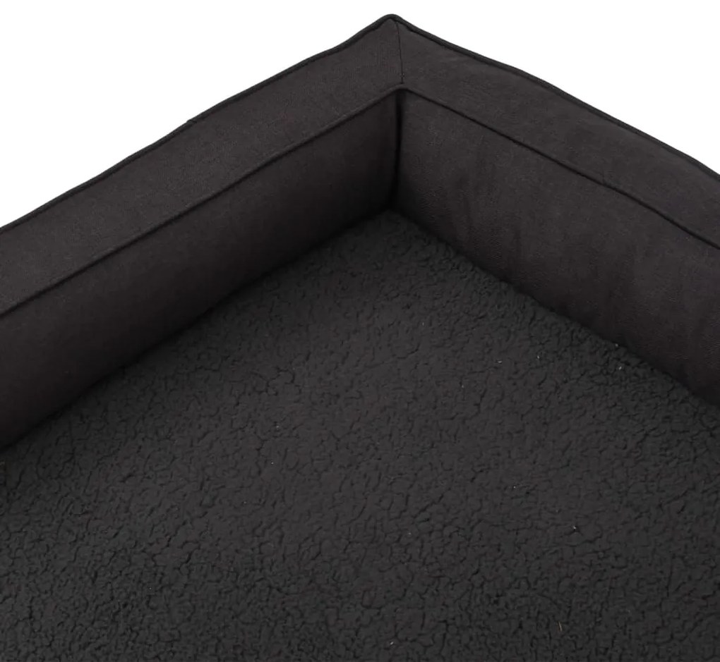 vidaXL Εργονομικό Στρώμα για Σκύλους Μαύρο 60 x 42 εκ. Όψη Λινού Φλις