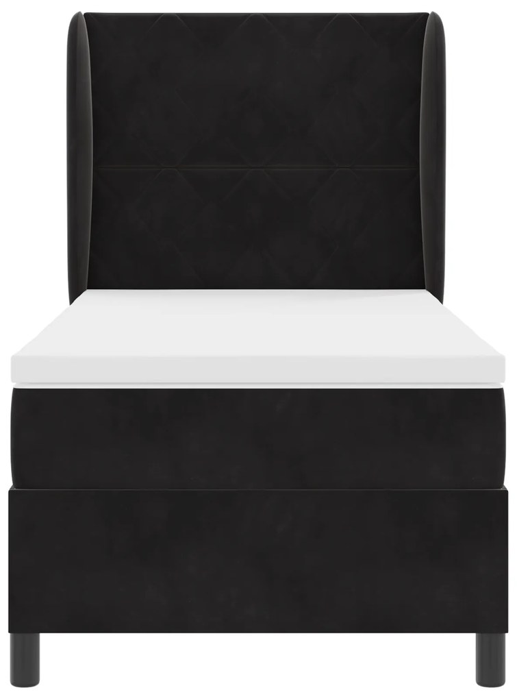 vidaXL Κρεβάτι με ελατήρια με στρώμα Μαύρο 100 x 200 cm Βελούδο