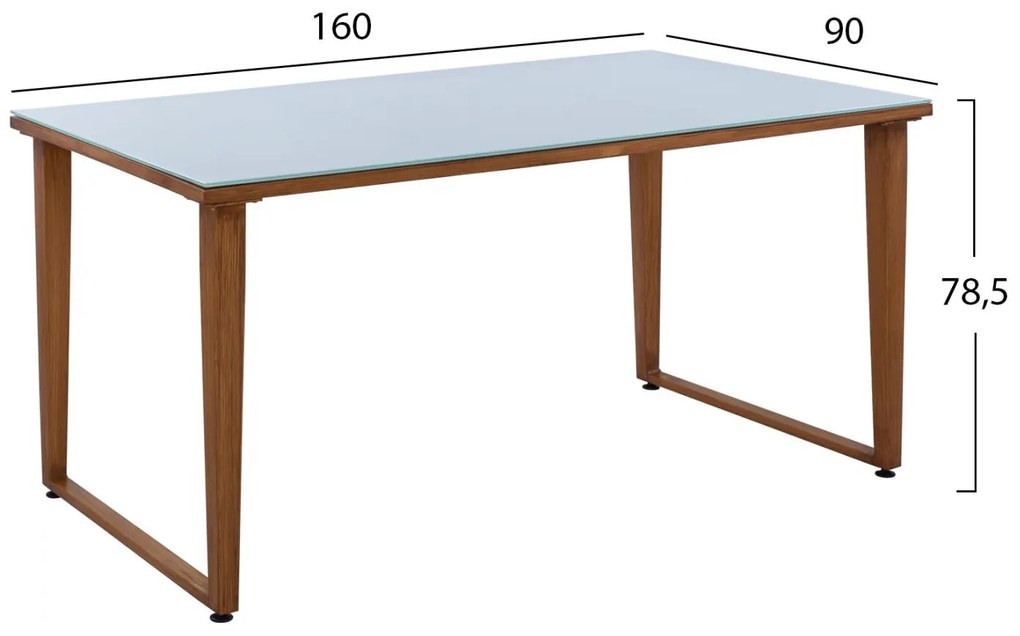 Σετ Κήπου Τραπεζαρία HM11446 7 τεμ Αλουμινίου Καφέ με Τραπέζι 160x90x78.5 εκ. &amp; 6 Καρέκλες