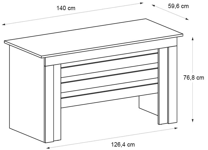 Γραφείο εργασίας Epito Megapap χρώμα ανθρακί - sepet oak 140x59,6x76,8εκ.