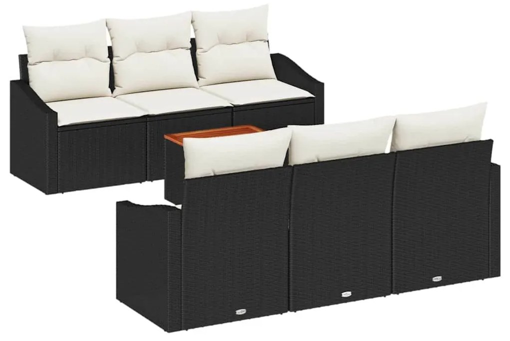 vidaXL Σετ Καναπέ Κήπου 7 pcs Μαύρος, λευκός