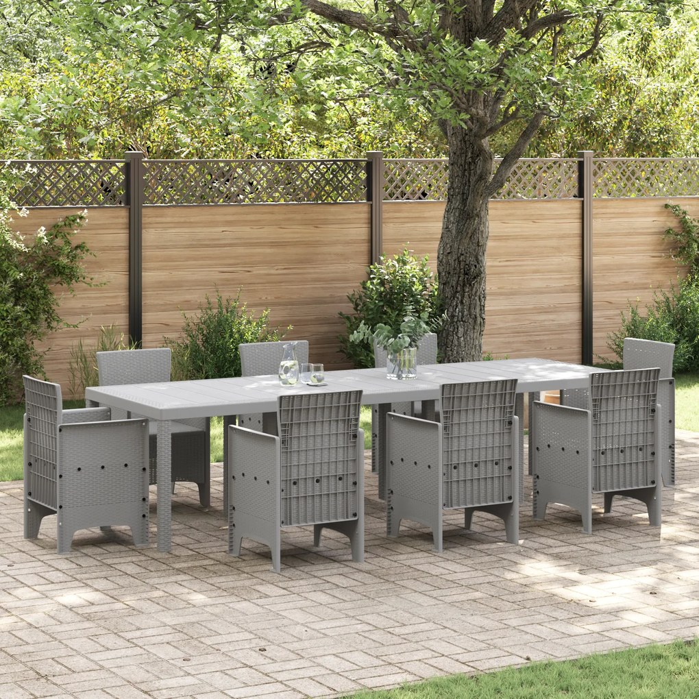 vidaXL Τραπέζι Κήπου Ανοιχτό Γκρι 300x100x73 cm Πολυ Ρατάν
