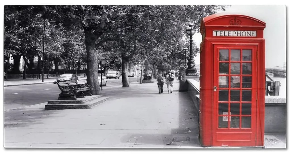 vidaXL Τραπεζάκι Σαλονιού με Εκτύπωση Τηλ. Θάλαμος Γυάλινη Επιφάνεια