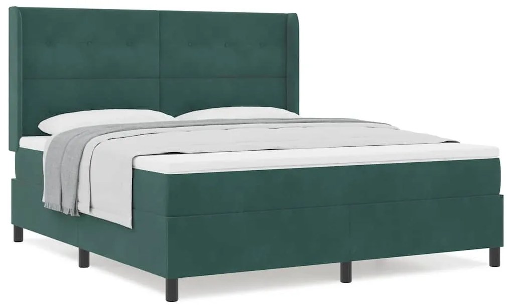 vidaXL Κρεβάτι με ελατήρια Σκούρο πράσινο 180 x 200 cm Βελούδο