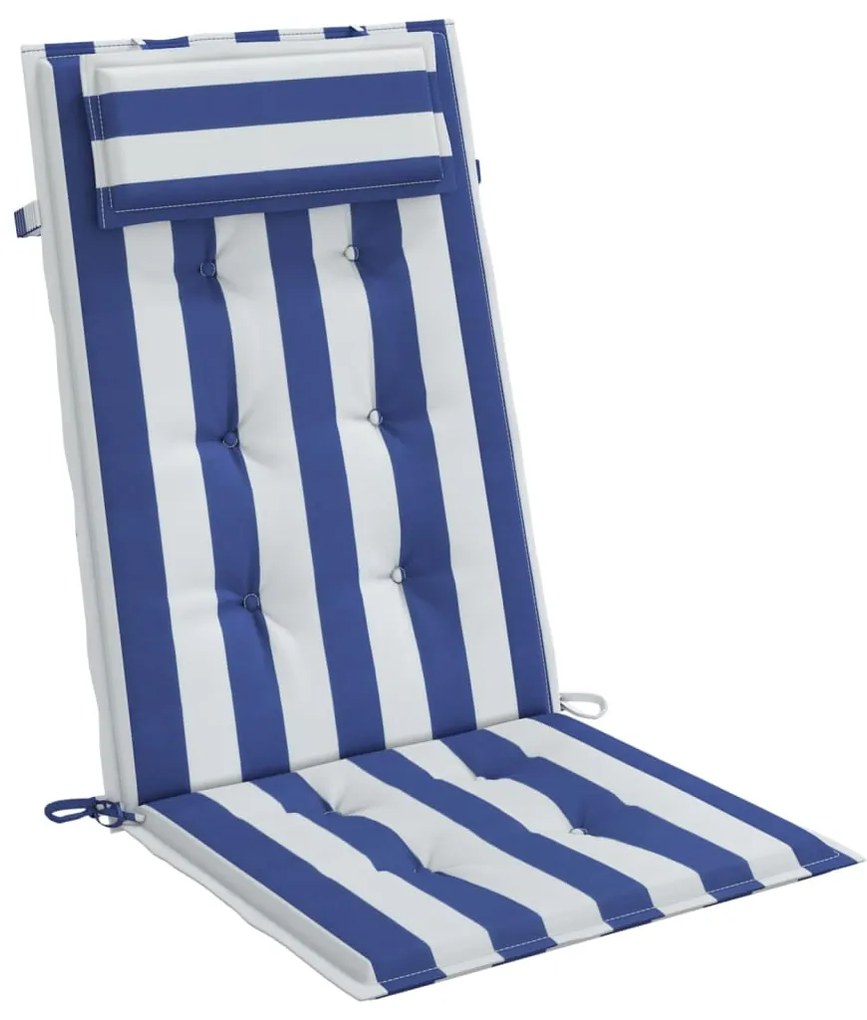 vidaXL Μαξιλάρια Καρέκλας με Πλάτη 6 τεμ. Μπλε&Λευκά Ριγέ Υφ. Oxford
