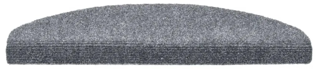 vidaXL Πατάκια Σκαλιών Αυτοκόλλητα 15 τεμ. Ανοιχτό Γκρι Ημίστρογγυλά Μεγάλα 65x21x4 εκ.