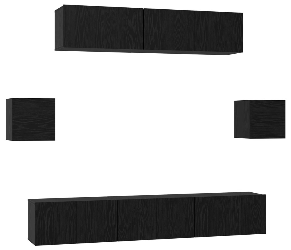 vidaXL Σετ επίπλου τηλεόρασης 7 pcs Μαύρη δρυς 80 x 30 x 30 εκ