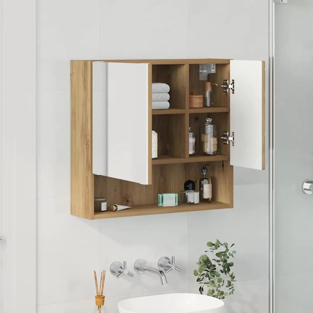vidaXL Ντουλάπα Καθρέφτη με ράφι με πόρτα artisan δρυς 59 x 17 x 55 cm