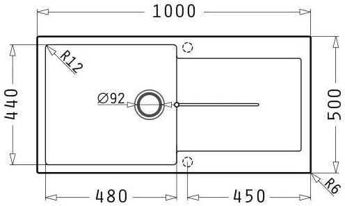 Νεροχύτης Pyramis Ithaka 1B 1D Plus-Gkri-100 x 50 εκ.