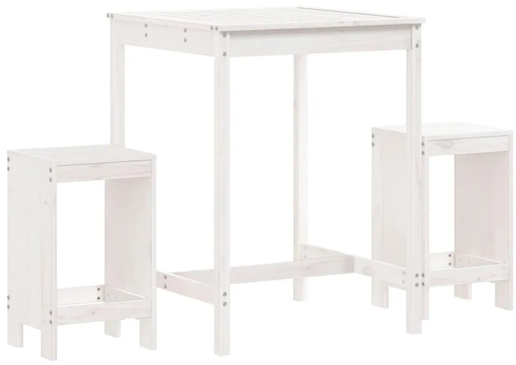 vidaXL Σετ Επίπλων Μπαρ 3 Τεμαχίων Λευκό από Μασίφ Ξύλο Πεύκου