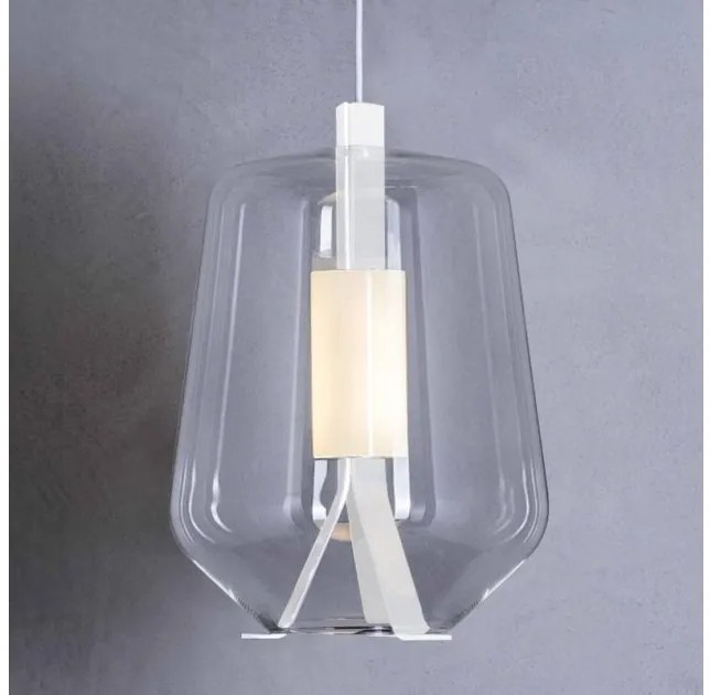 Κρεμαστό Φωτιστικό Οροφής LED 13W Dimmer Φυσητό Γυαλί Μέταλλο Λευκό Luisa S3 Prandina-1C51000713020-Διάφανο 1C51000713020