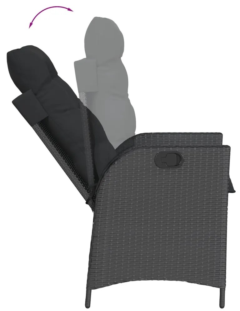 vidaXL Σετ Τραπεζαρίας Κήπου 9 τεμ Μαύρο από Συνθ. Ρατάν με Μαξιλάρια