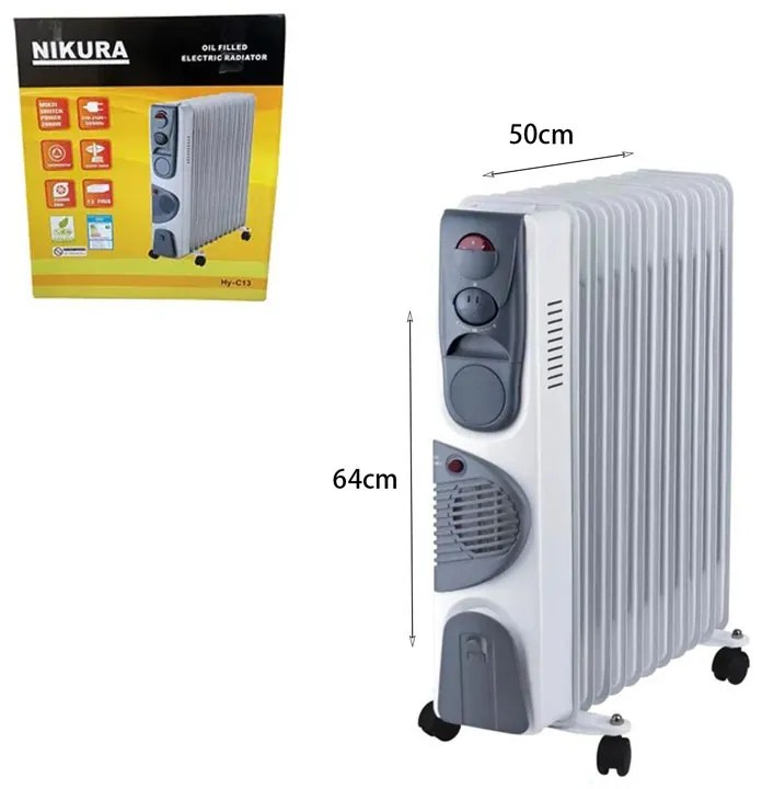Nikura Καλοριφέρ Λαδιού 2500W+400W HY-C3-F - Oil Filled Electric Radiator