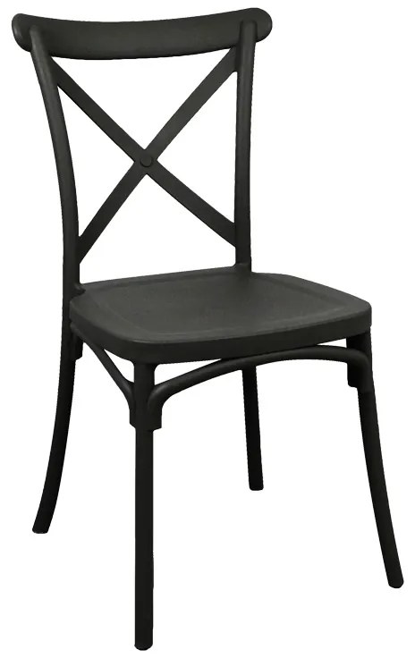 Καρέκλα Crossie pakoworld στοιβαζόμενη pp σε μαύρη απόχρωση 38x46.5x82εκ