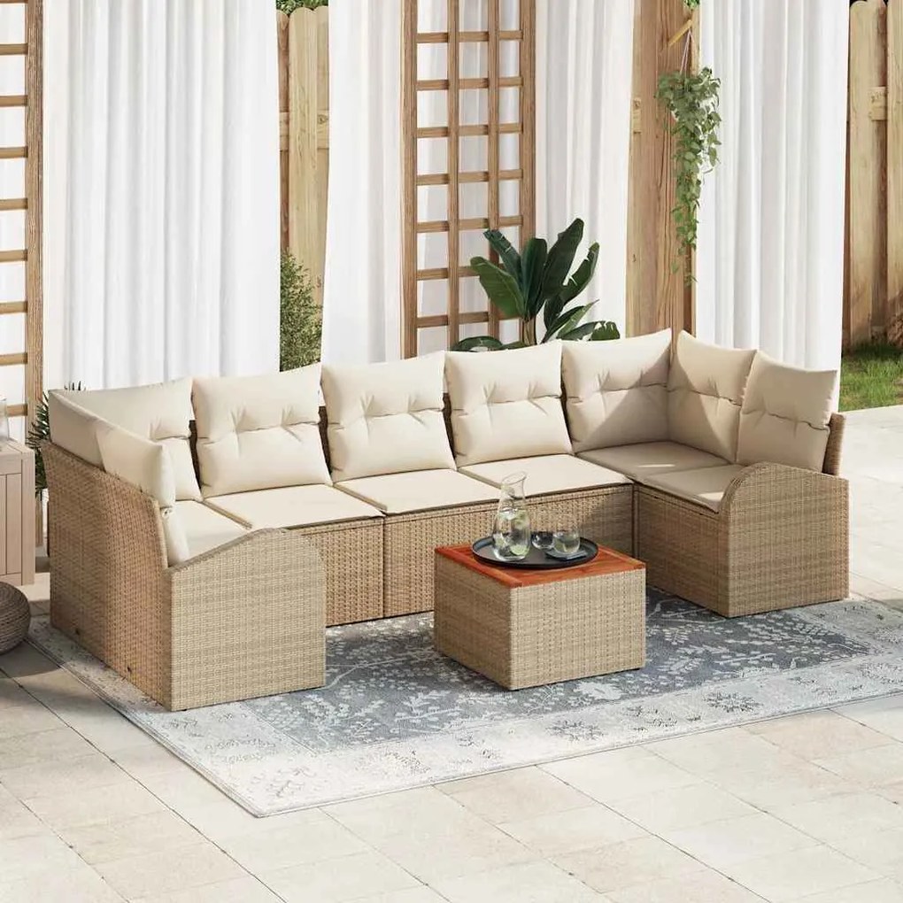 vidaXL Σετ Καναπέ Κήπου 8 pcs Beige, λευκό