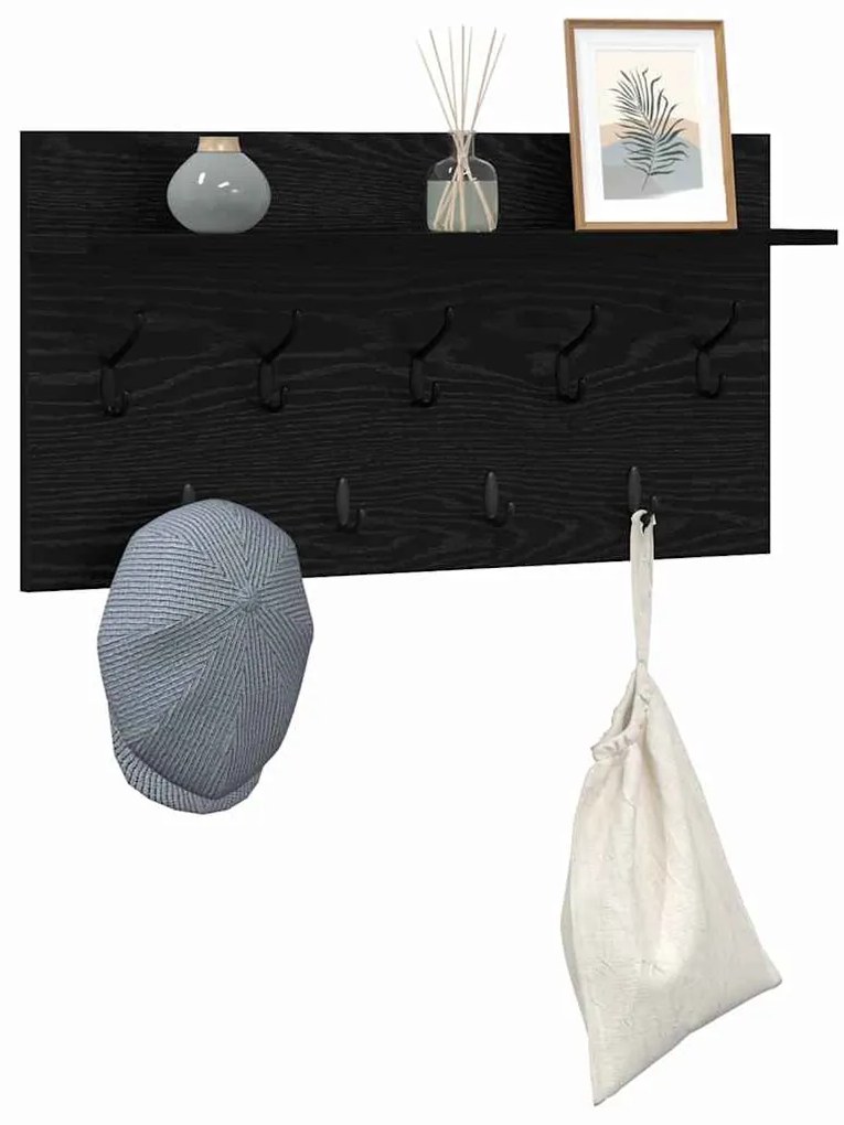 vidaXL Τοίχου Κρεμάστρα Μαύρη δρυς 80 x 40 x 12 cm Επεξεργασμένο ξύλο