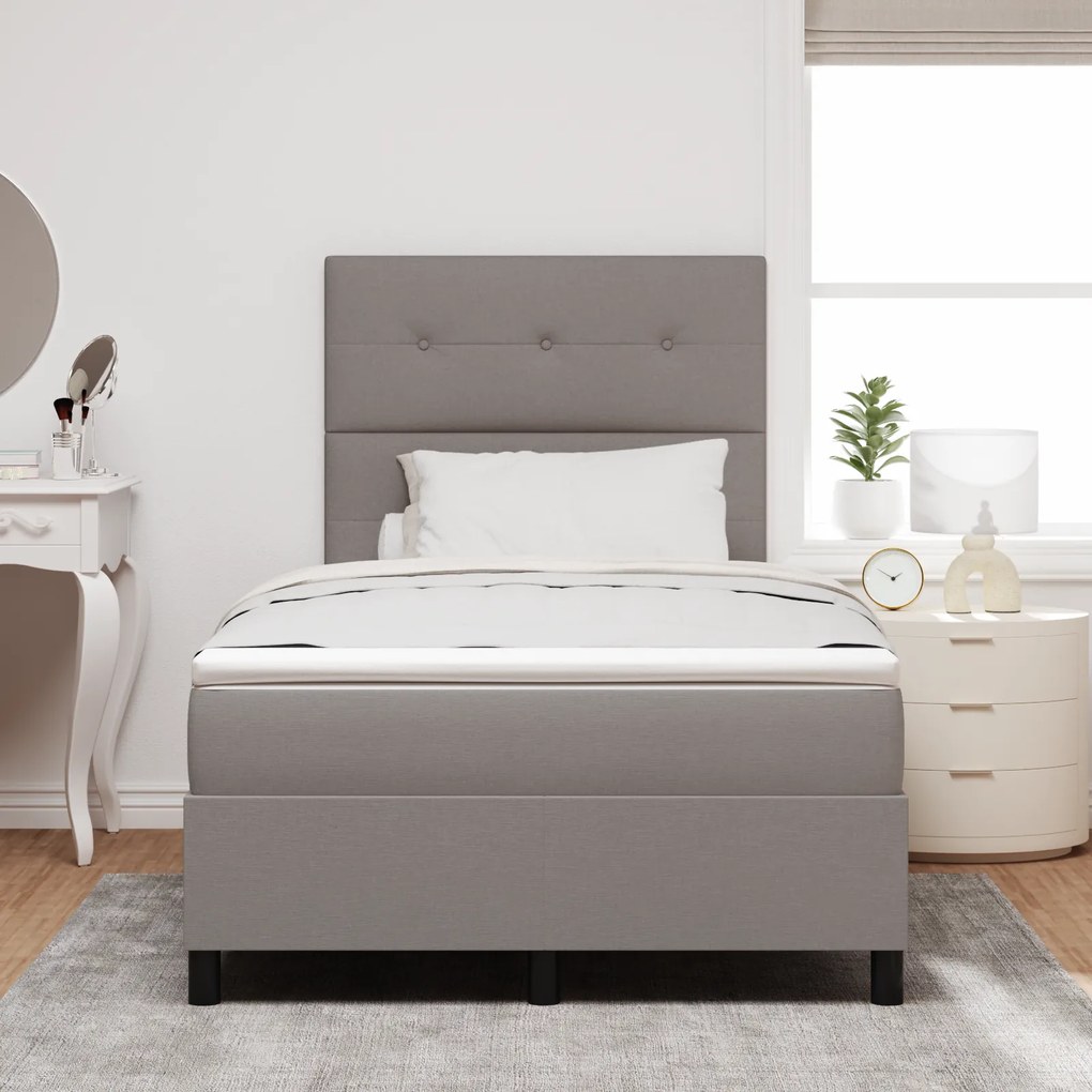 vidaXL Κρεβάτι με ελατήρια κι στρώμα & LED σε Taupe, 120x190 cm Υφασμάτινο