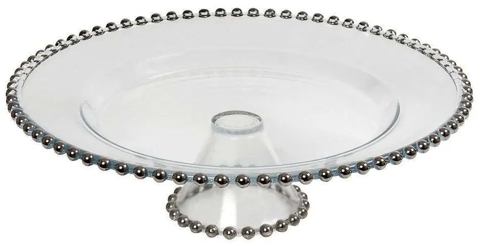 Τουρτιέρα Γυάλινη Με Πόδι AD4921 34x34x10cm Silver Espiel Glass