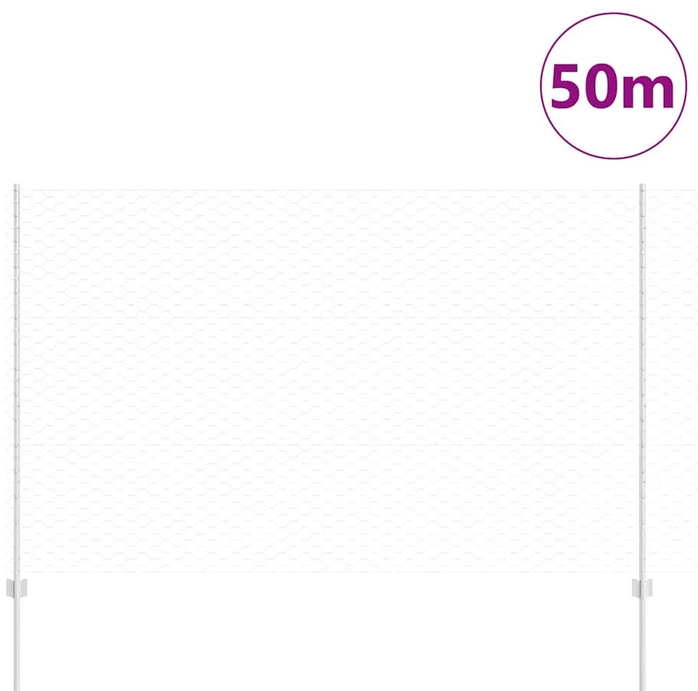 vidaXL Φράχτης με Στήλες. Ασημί 1.5 x 50 m Ατσάλι