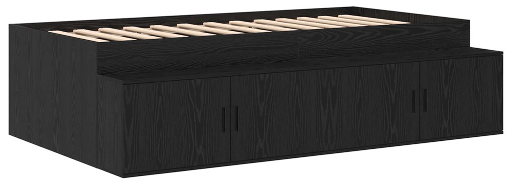 vidaXL Κρεβάτι Αποθήκευσης Μαύρο Καφέ 90x200 cm