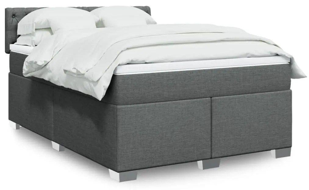 vidaXL Κρεβάτι Boxspring με Στρώμα Σκούρο Γκρι 140x190 εκ. Υφασμάτινο