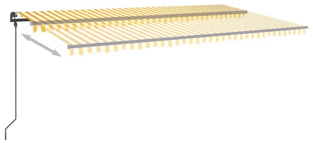 vidaXL Τέντα Αυτόματη με LED & Αισθητήρα Ανέμου Κίτρινη/Λευκή 6x 3,5μ.